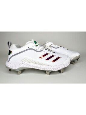 Adidas Icon 6 Bounce ECP Prizm Metal Baseball Cleats White FX4123 Mens Size 7.5